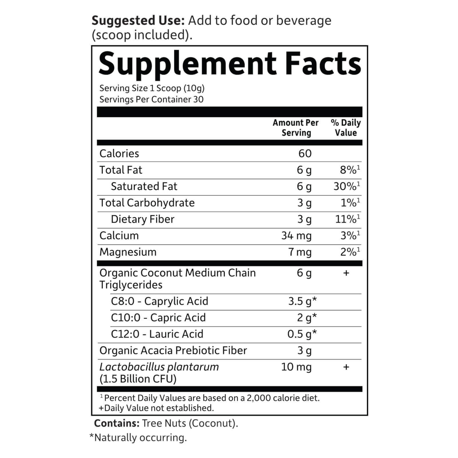 Tabela Nutricional Keto Organic Mct Powder - 300g