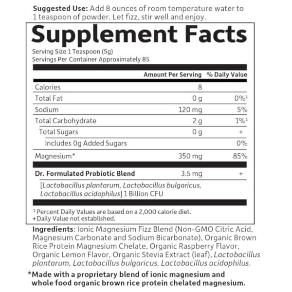 Tabela Nutricional Whole Food Magnesium (85 porções)