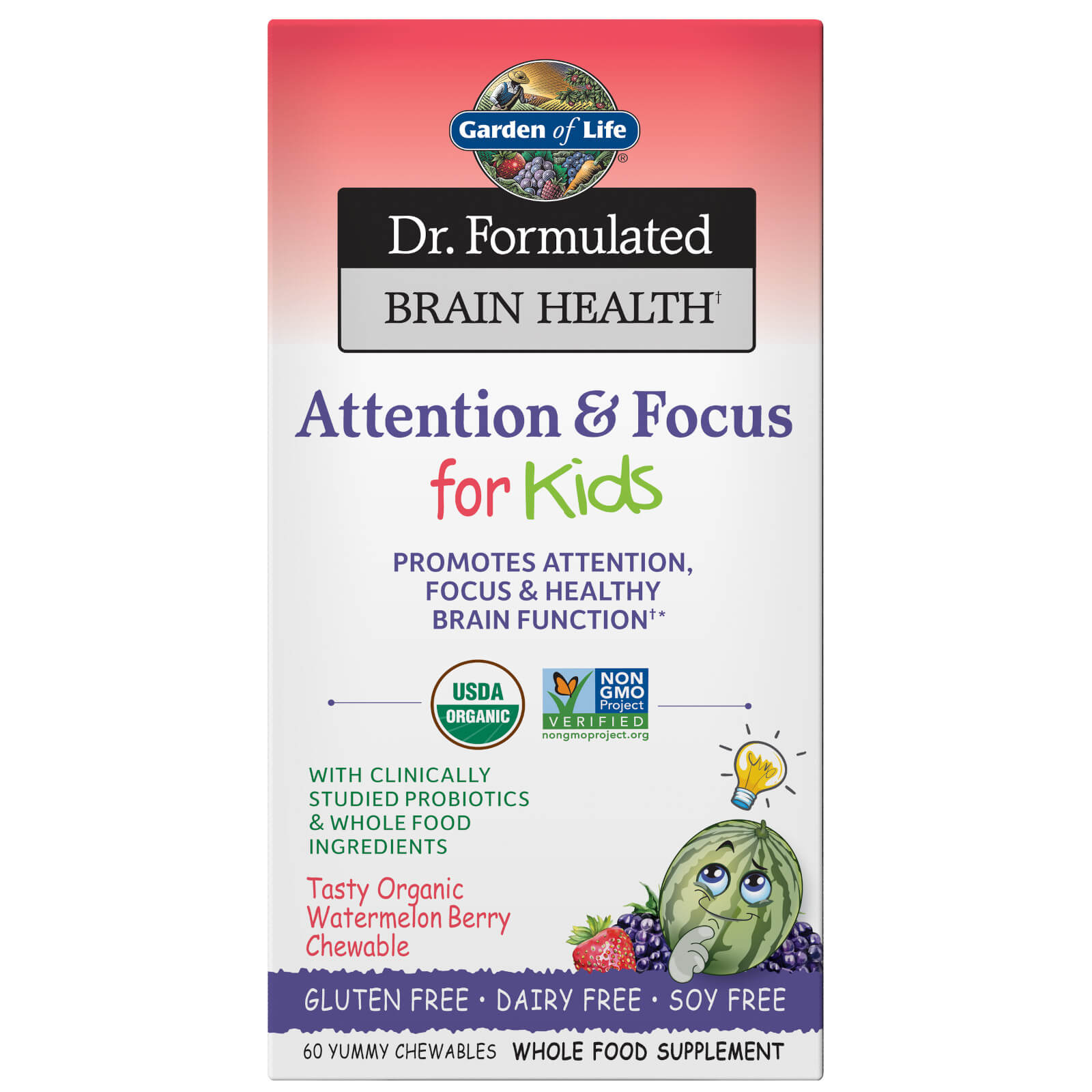 Dr. Formulated Brain Health Organic Attention/Focus Kids 60ct Chewables
