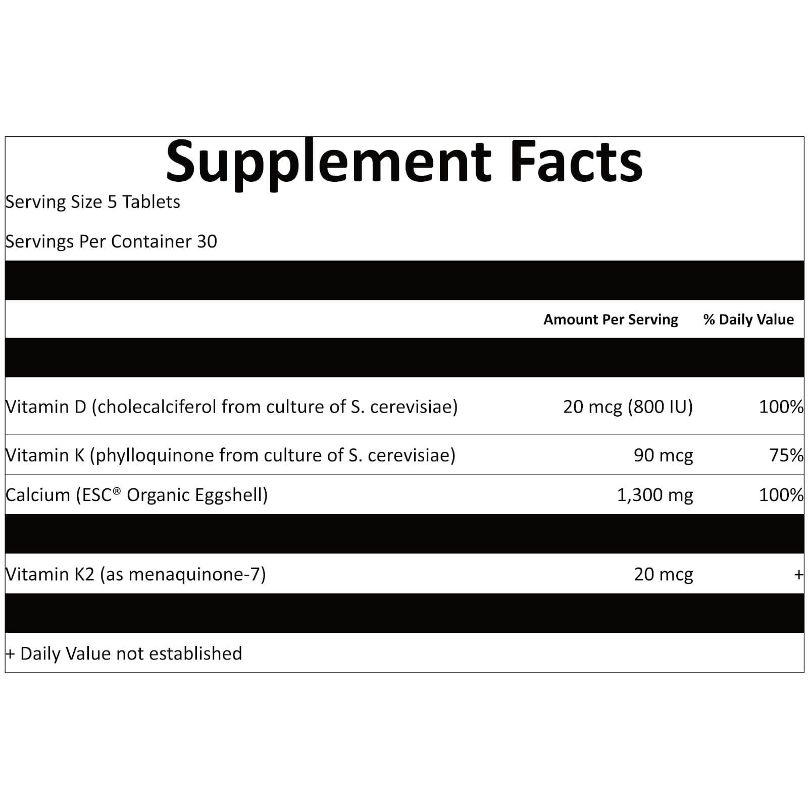 Tabela Nutricional Organic Dr. Formulated Stronger Bones 150ct TABLETS