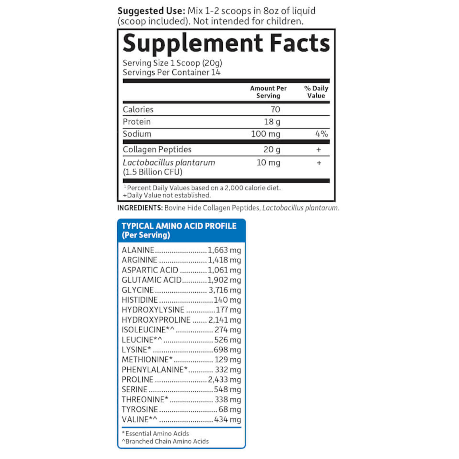 Tabela Nutricional Grass Fed Collagen Peptides 10 sachês