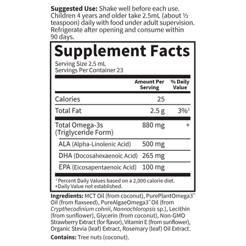 Tabela Nutricional Kids Plant Omega-3 Morango (57,5 ml) Líquido